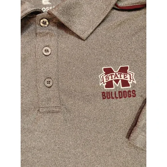 Men's Colosseum Mississippi State Bulldogs Short Sleeve Polo Shirt Gray - Picture 4 of 9